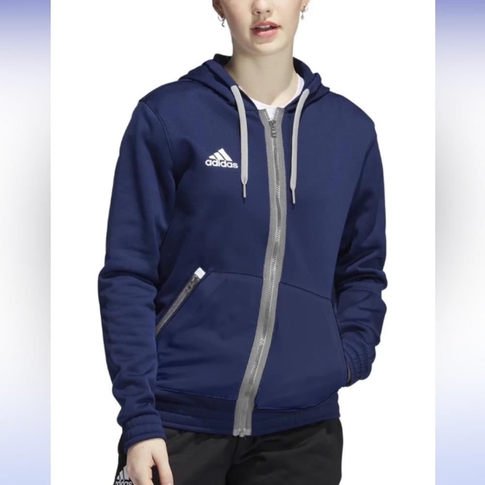 ADIDAS Women's Team Issue Full Zip Hoodie Jacket NWT Blue/Gray Size Medium